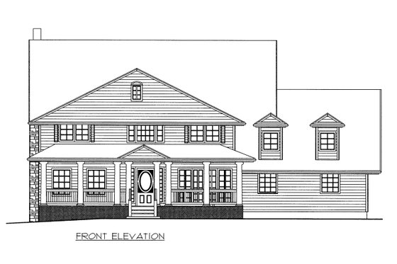 Exterior - Front Elevation 3 for Country House Plan #117-878 - 3 bed, 3.5 bath