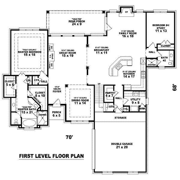 Floor Plan - Main Floor for European House Plan #81-1578 - 3 bed, 3 bath