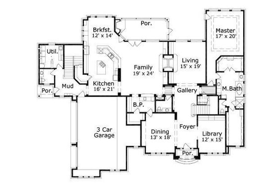 Floor Plan - Main Floor for Colonial House Plan #411-356 - 4 bed, 4.5 bath