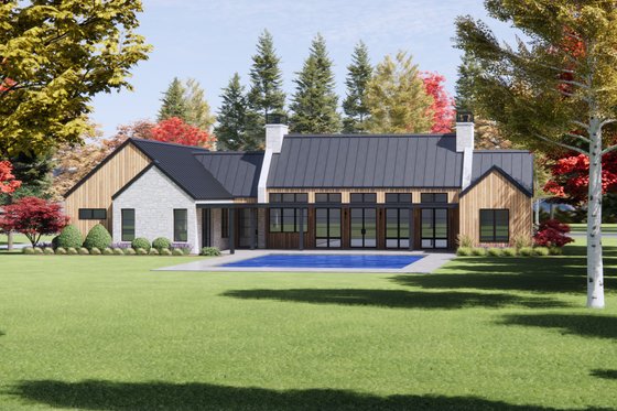 Exterior - Rear Elevation for Modern House Plan #1096-94 - 3 bed, 2.5 bath
