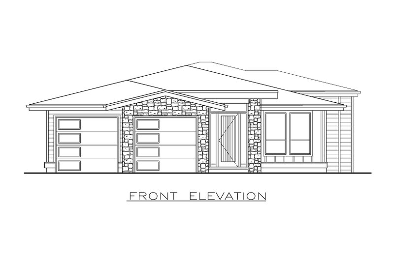 House Plan Design - Exterior - Front Elevation 3 for Prairie House Plan #1100-68 - 2 bed, 2 bath