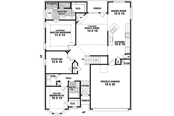 Floor Plan - Main Floor for European House Plan #81-510 - 2 bed, 2 bath