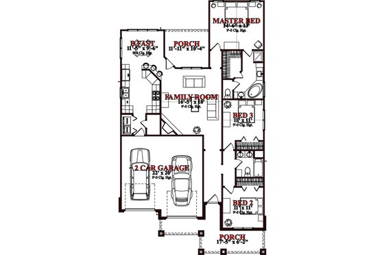 Floor Plan - Main Floor for Traditional House Plan #63-237 - 3 bed, 2 bath