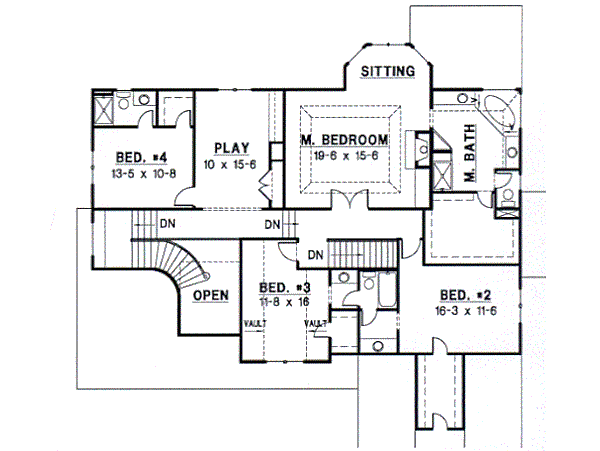 European Floor Plan - Upper Floor Plan #67-610