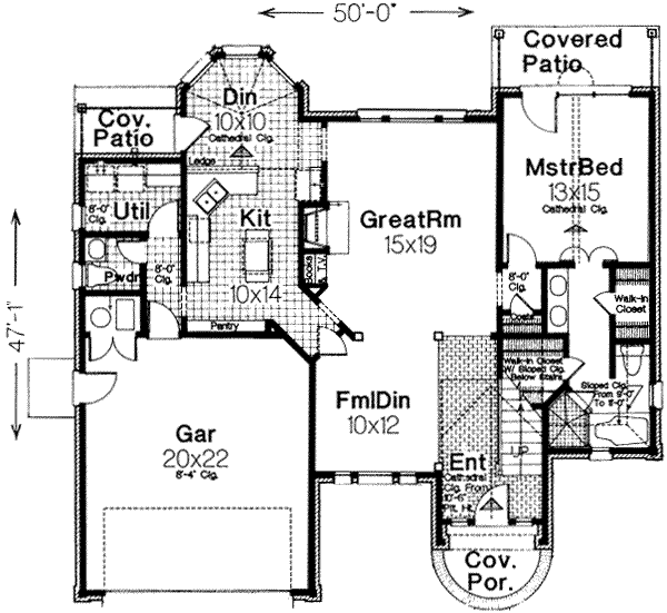 House Plan Design - European Floor Plan - Main Floor Plan #310-146