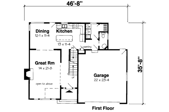 Floor Plan - Main Floor for Traditional House Plan #312-453 - 3 bed, 2.5 bath