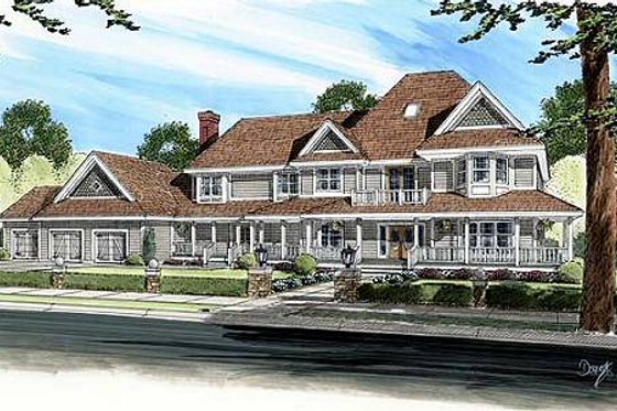 Exterior - Front Elevation for Country House Plan #312-440 - 5 bed, 3.5 bath