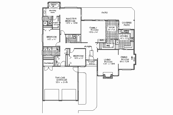 Floor Plan - Main Floor for Traditional House Plan #18-103 - 3 bed, 2 bath