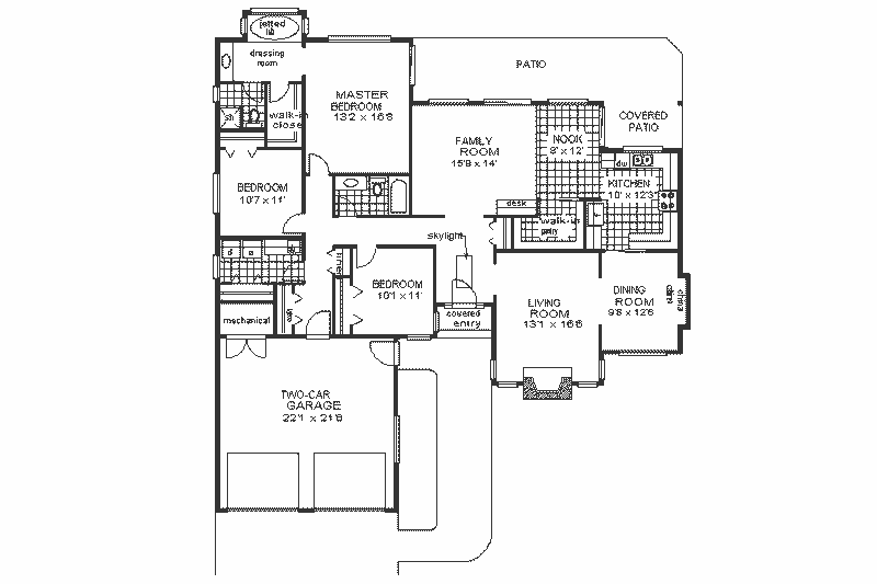 House Blueprint - Floor Plan - Main Floor for Traditional House Plan #18-103 - 3 bed, 2 bath