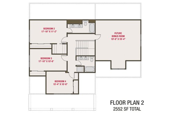 Floor Plan - Upper Floor for Craftsman House Plan #461-70 - 4 bed, 3.5 bath
