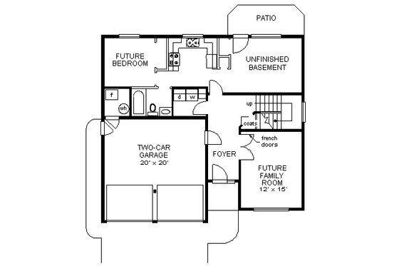 Floor Plan - Lower Floor for Traditional House Plan #18-275 - 3 bed, 2 bath