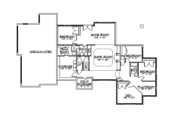 Floor Plan - Lower Floor for European House Plan #5-299 - 4 bed, 3.5 bath