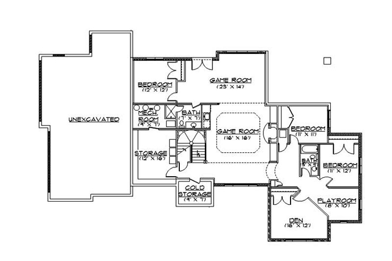 Dream House Plan - Floor Plan - Lower Floor for European House Plan #5-299 - 4 bed, 3.5 bath