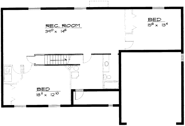 Ranch Floor Plan - Lower Floor Plan #308-140