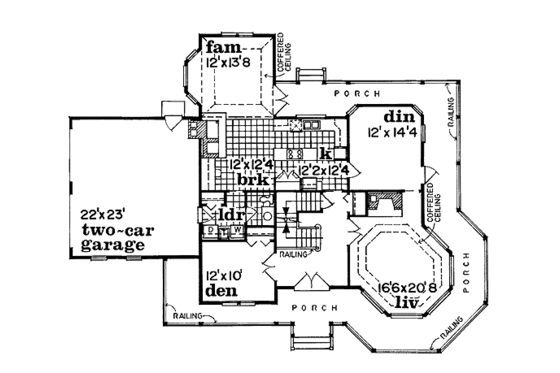 Floor Plan - Main Floor for Victorian House Plan #47-193 - 4 bed, 2.5 bath