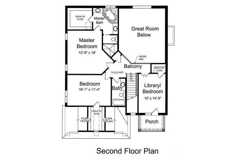 Architectural House Design - Floor Plan - Upper Floor for Traditional House Plan #46-493 - 3 bed, 2.5 bath