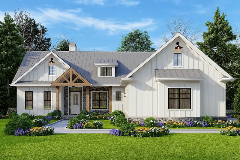 Farmhouse Style House Plan - 3 Beds 2.5 Baths 1800 Sq/Ft Plan #54-547