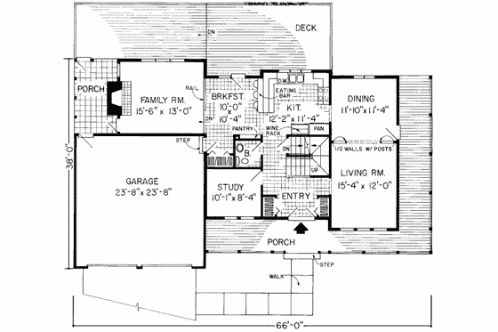 Floor Plan - Main Floor for Country House Plan #312-114 - 3 bed, 2.5 bath