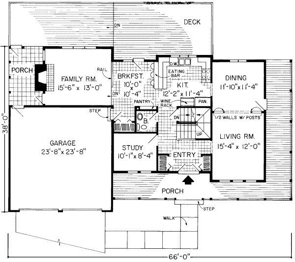 Floor Plan - Main Floor for Country House Plan #312-114 - 3 bed, 2.5 bath