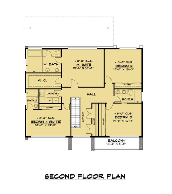 Contemporary Floor Plan - Upper Floor Plan #1066-102