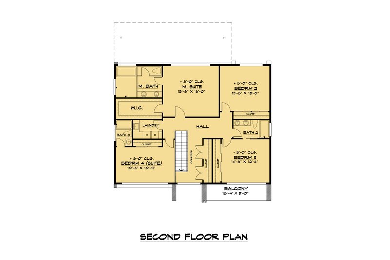 House Blueprint - Floor Plan - Upper Floor for Contemporary House Plan #1066-102 - 5 bed, 4 bath