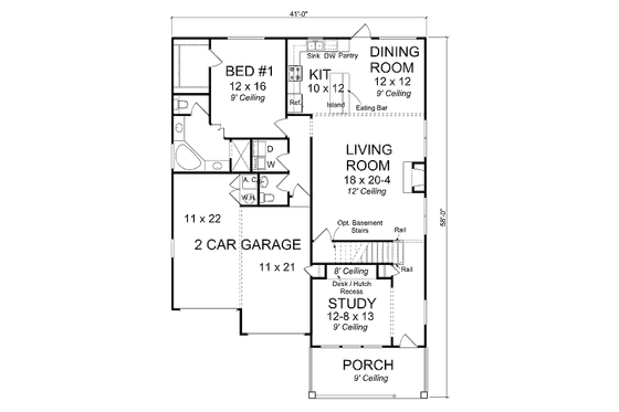 Floor Plan - Main Floor for Traditional House Plan #513-13 - 4 bed, 2.5 bath