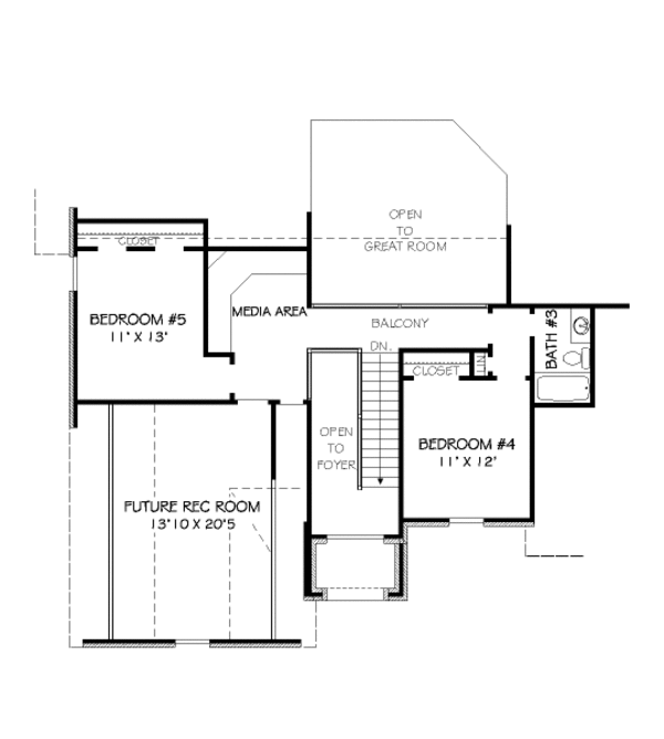 Traditional Floor Plan - Upper Floor Plan #424-144