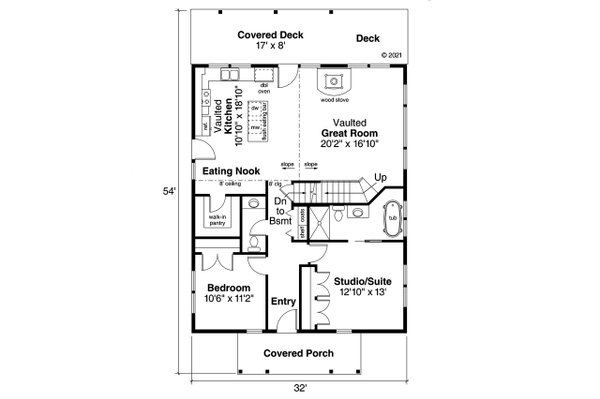 Cottage Floor Plan - Main Floor Plan #124-1263