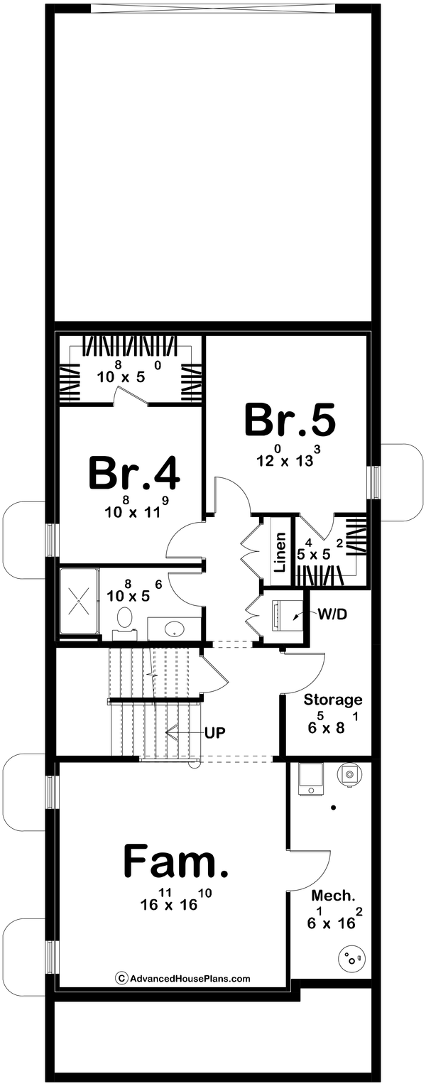 House Blueprint - Floor Plan - Lower Floor for Farmhouse House Plan #455-805 - 3 bed, 2.5 bath