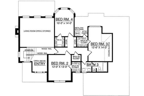 Floor Plan - Upper Floor for Traditional House Plan #40-341 - 4 bed, 2.5 bath