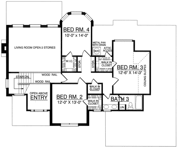 Traditional Floor Plan - Upper Floor Plan #40-341