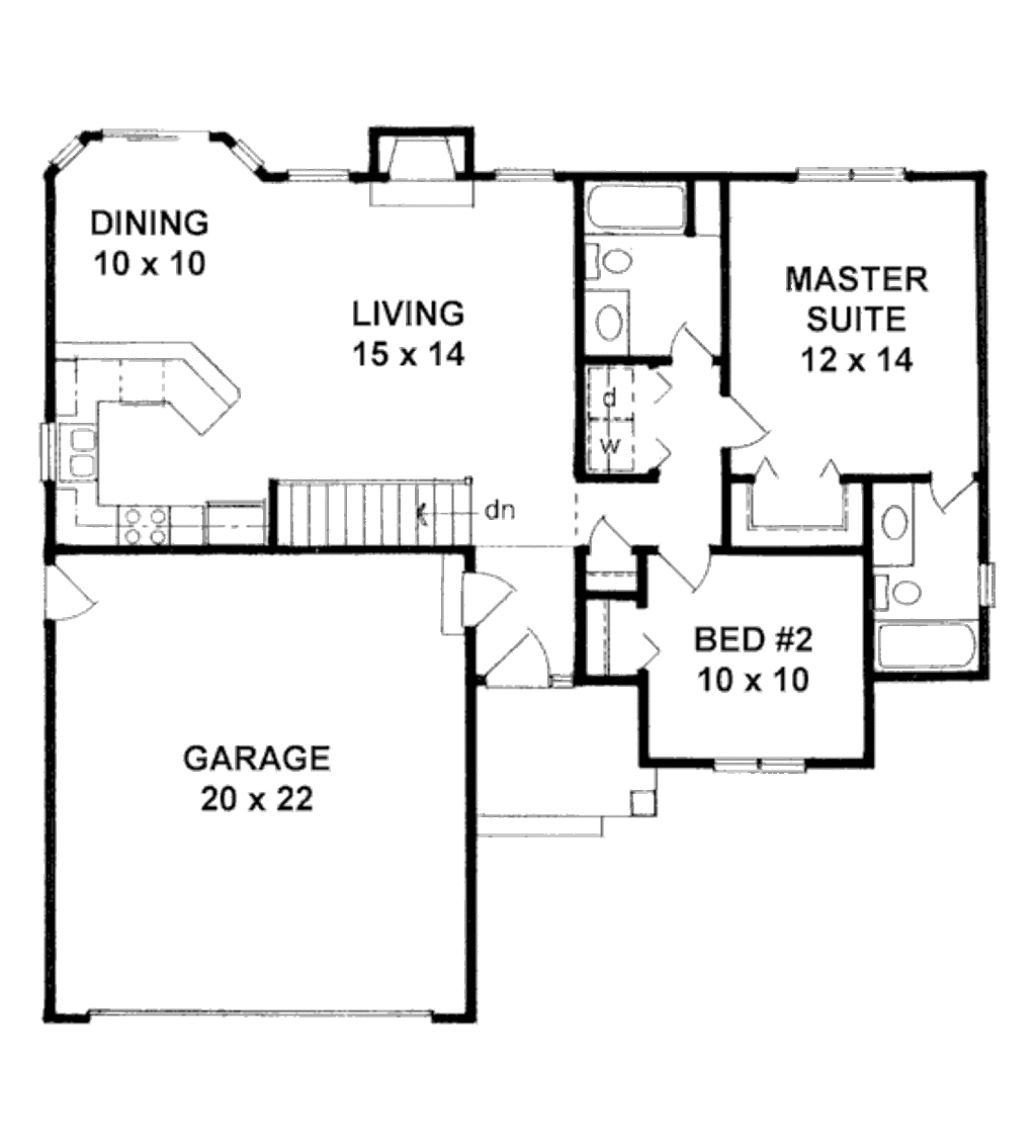 Ranch Style House Plan 2 Beds 2 Baths 995 Sq/Ft Plan 58