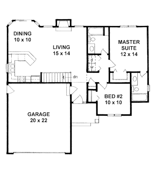 Architectural House Design - Ranch Floor Plan - Main Floor Plan #58-202