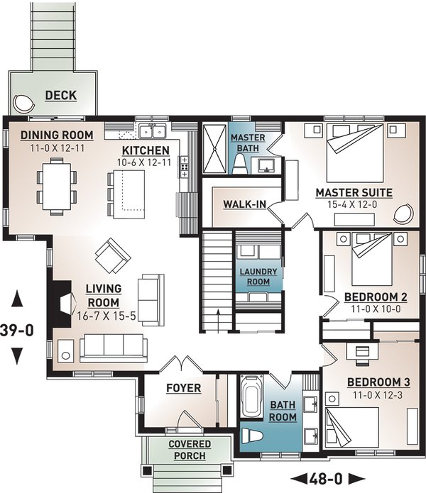 Home Plan - Craftsman Floor Plan - Main Floor Plan #23-2667
