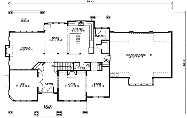 Craftsman Floor Plan - Main Floor Plan #132-164