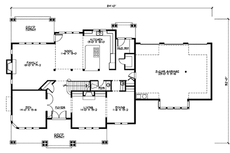 Dream House Plan - Floor Plan - Main Floor for Craftsman House Plan #132-164 - 4 bed, 3.5 bath