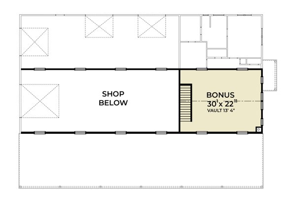 House Blueprint - Floor Plan - Upper Floor for Barndominium House Plan #1070-275 - 1 bed, 1.5 bath