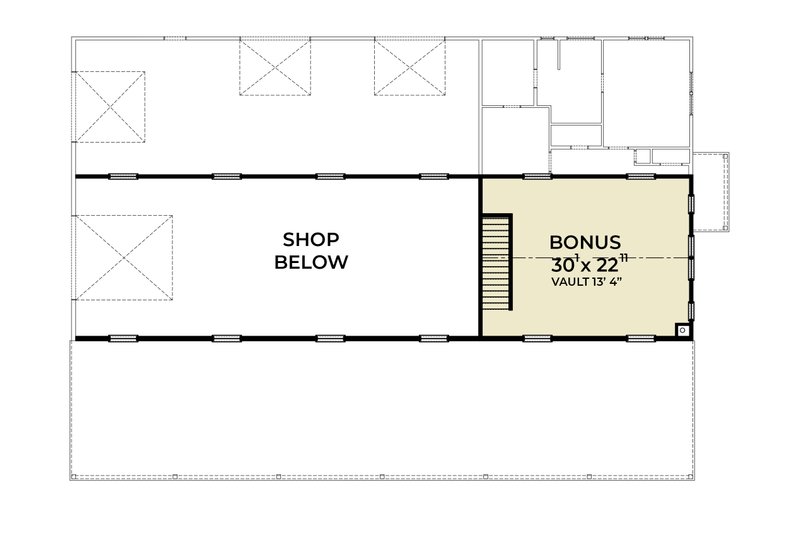 House Blueprint - Floor Plan - Upper Floor for Barndominium House Plan #1070-275 - 1 bed, 1.5 bath