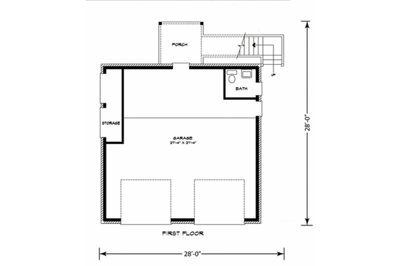 Floor Plan - Main Floor for Country House Plan #140-105, 1.5 bath
