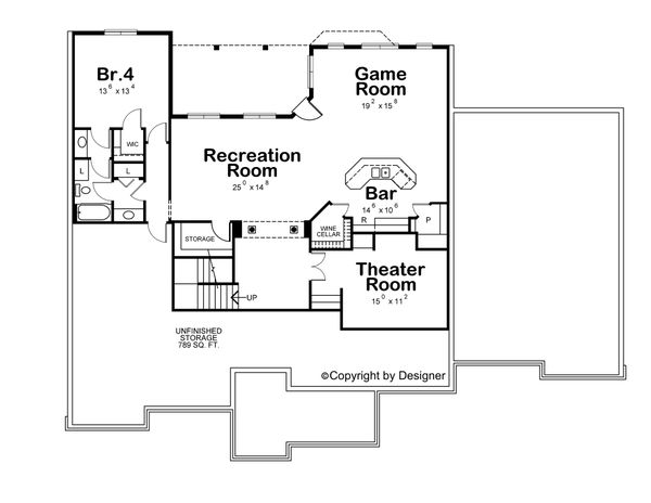 Dream House Plan - European Floor Plan - Lower Floor Plan #20-1820