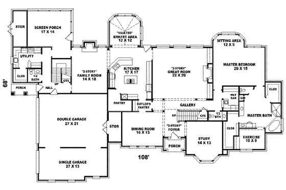 Floor Plan - Main Floor for European House Plan #81-649 - 4 bed, 5.5 bath