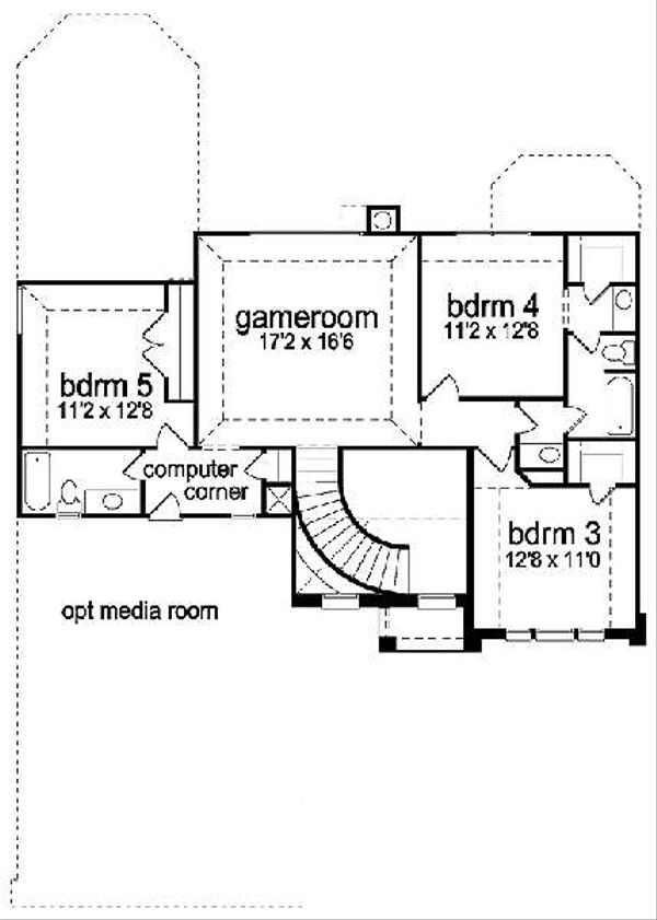 Traditional Floor Plan - Upper Floor Plan #84-272