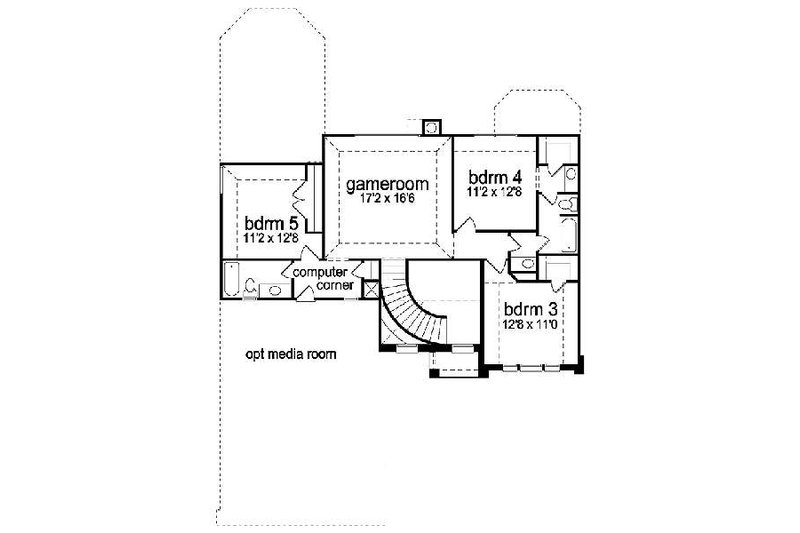 House Design - Floor Plan - Upper Floor for Traditional House Plan #84-272 - 5 bed, 3 bath