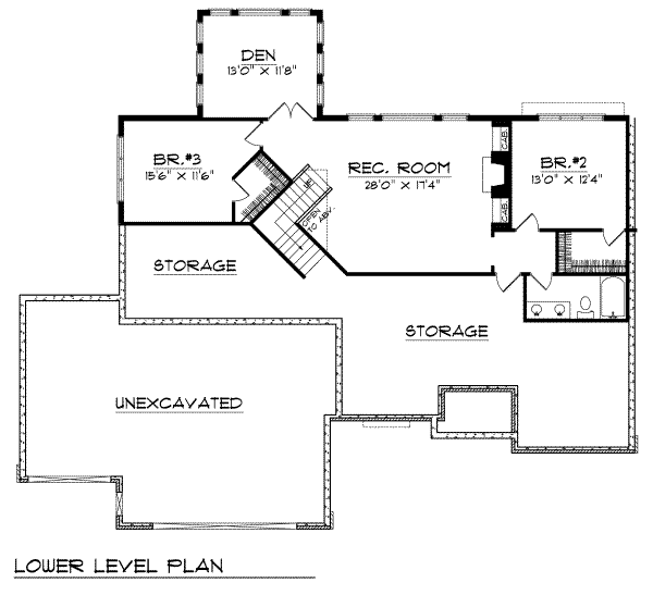 Architectural House Design - Traditional Floor Plan - Lower Floor Plan #70-255