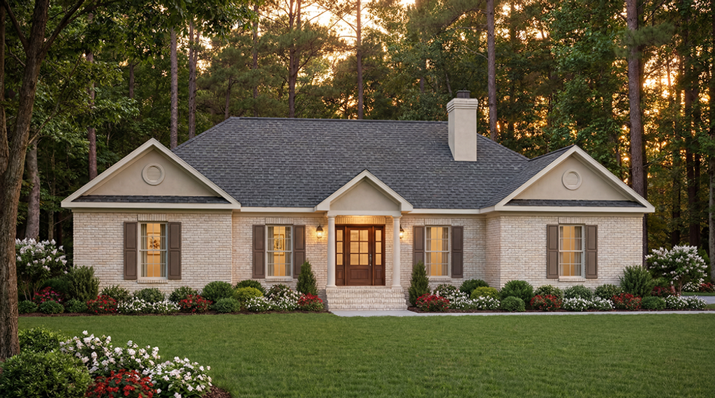 Exterior - Front Elevation 2 for Traditional House Plan #406-136 - 3 bed, 2.5 bath