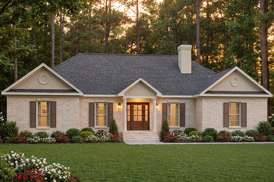 Exterior - Front Elevation for Traditional House Plan #406-136 - 3 bed, 2.5 bath