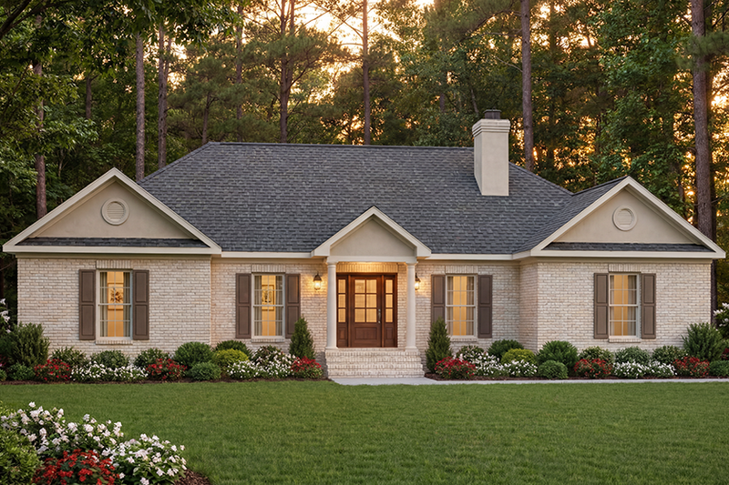 Exterior - Front Elevation 2 for Traditional House Plan #406-136 - 3 bed, 2.5 bath