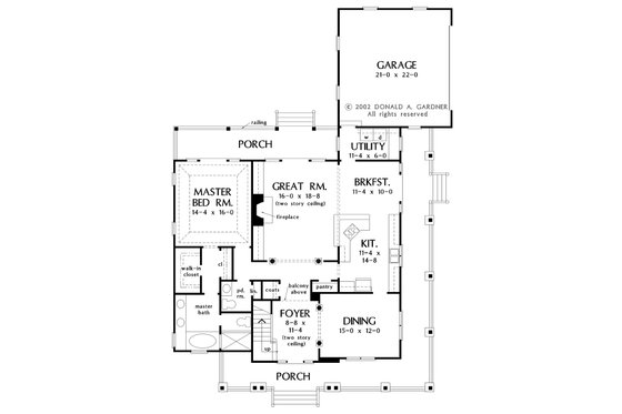 Floor Plan - Main Floor for Country House Plan #929-19 - 4 bed, 2.5 bath
