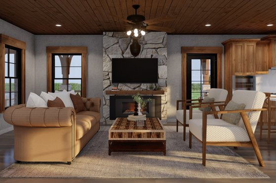 Interior - Family Room for Craftsman House Plan #17-3427 - 2 bed, 2.5 bath