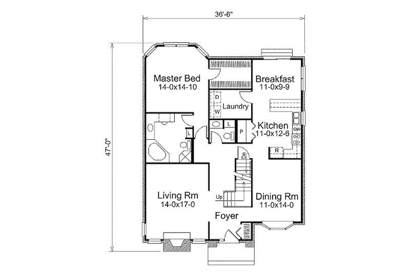 Architectural House Design - Floor Plan - Main Floor for Traditional House Plan #57-437 - 3 bed, 2.5 bath